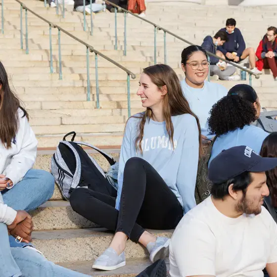 Students on the steps of Low