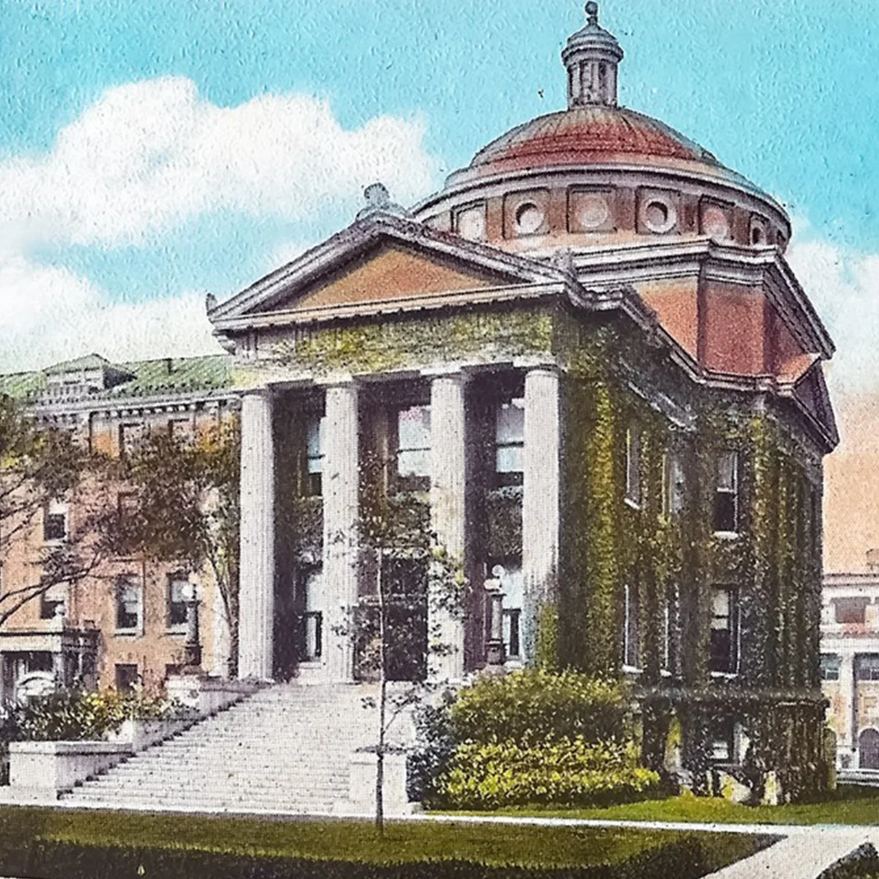 Vintage illustration of Earl Hall